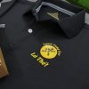 Đồng phục áo thun polo bo trơn màu đen in decal logo