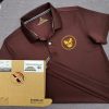 Đồng phục áo thun polo bo trơn màu nâu in kỹ thuật số