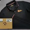 Đồng phục áo thun polo bo sọc màu đen in decal