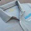 Đồng phục áo thun polo bo trơn xám lam thêu logo