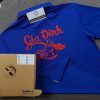 Đồng phục áo thun gia đình polo bo trơn xanh bích in decal