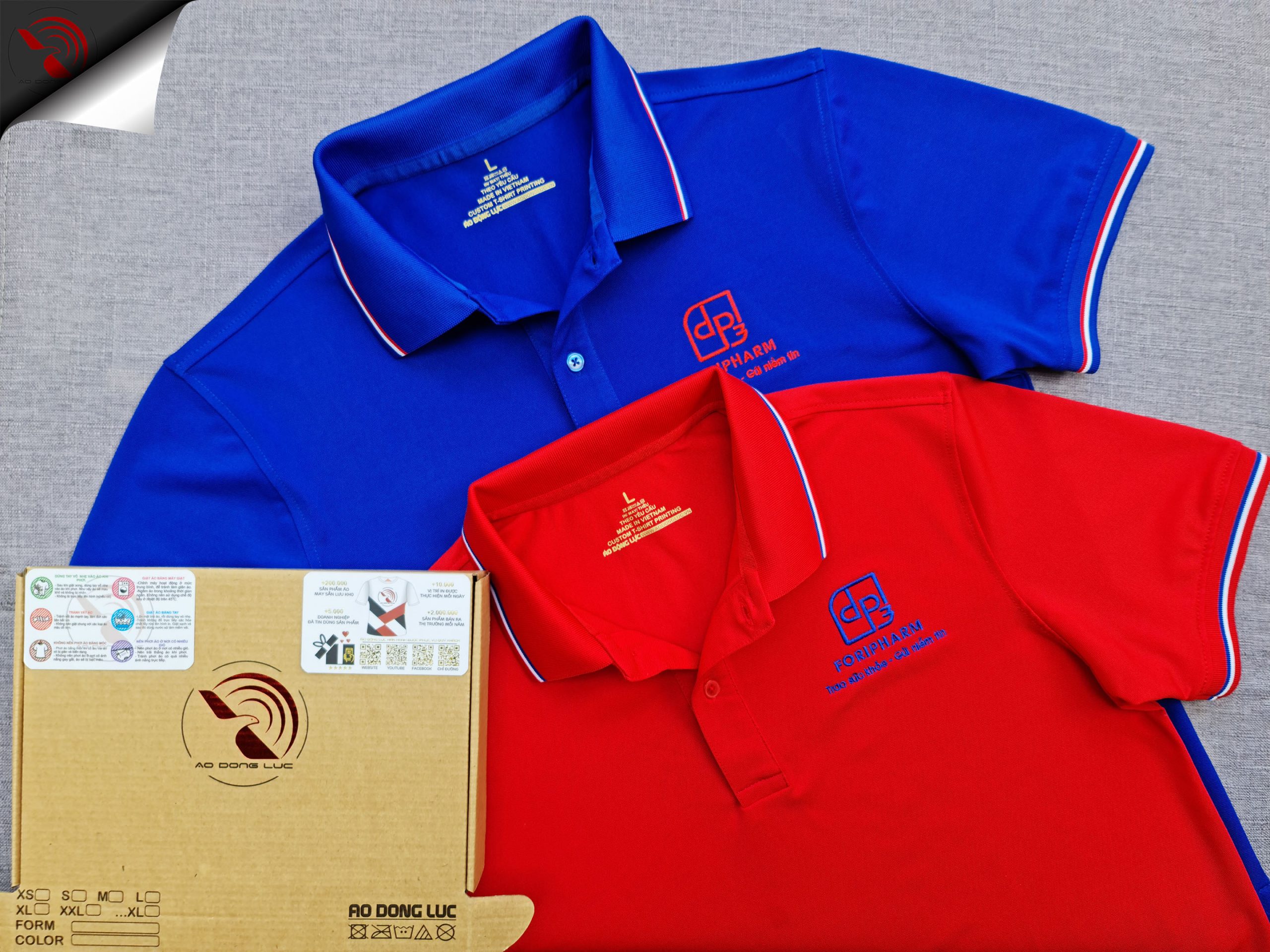 Đồng phục áo thun polo dệt bo theo yêu cầu thêu logo ngực