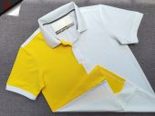 Đồng phục áo thun polo may phối thân vải trắng vàng